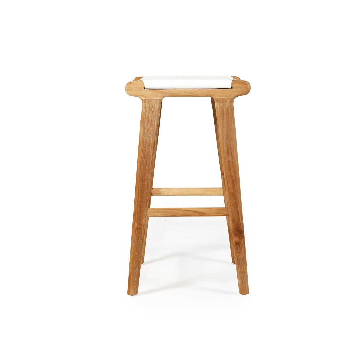  white leather and teak counter stools