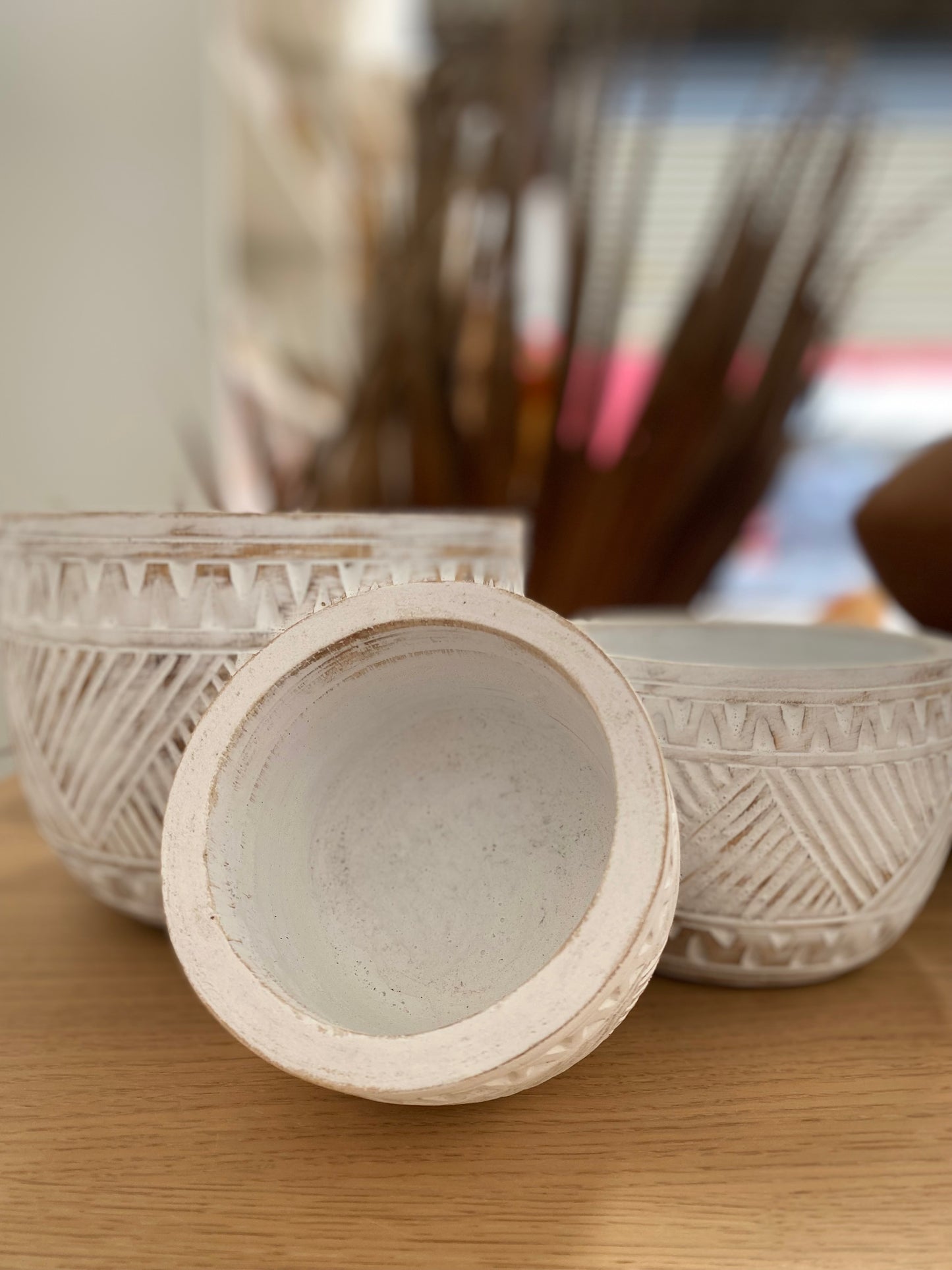 Whitewash Timber Bowls 