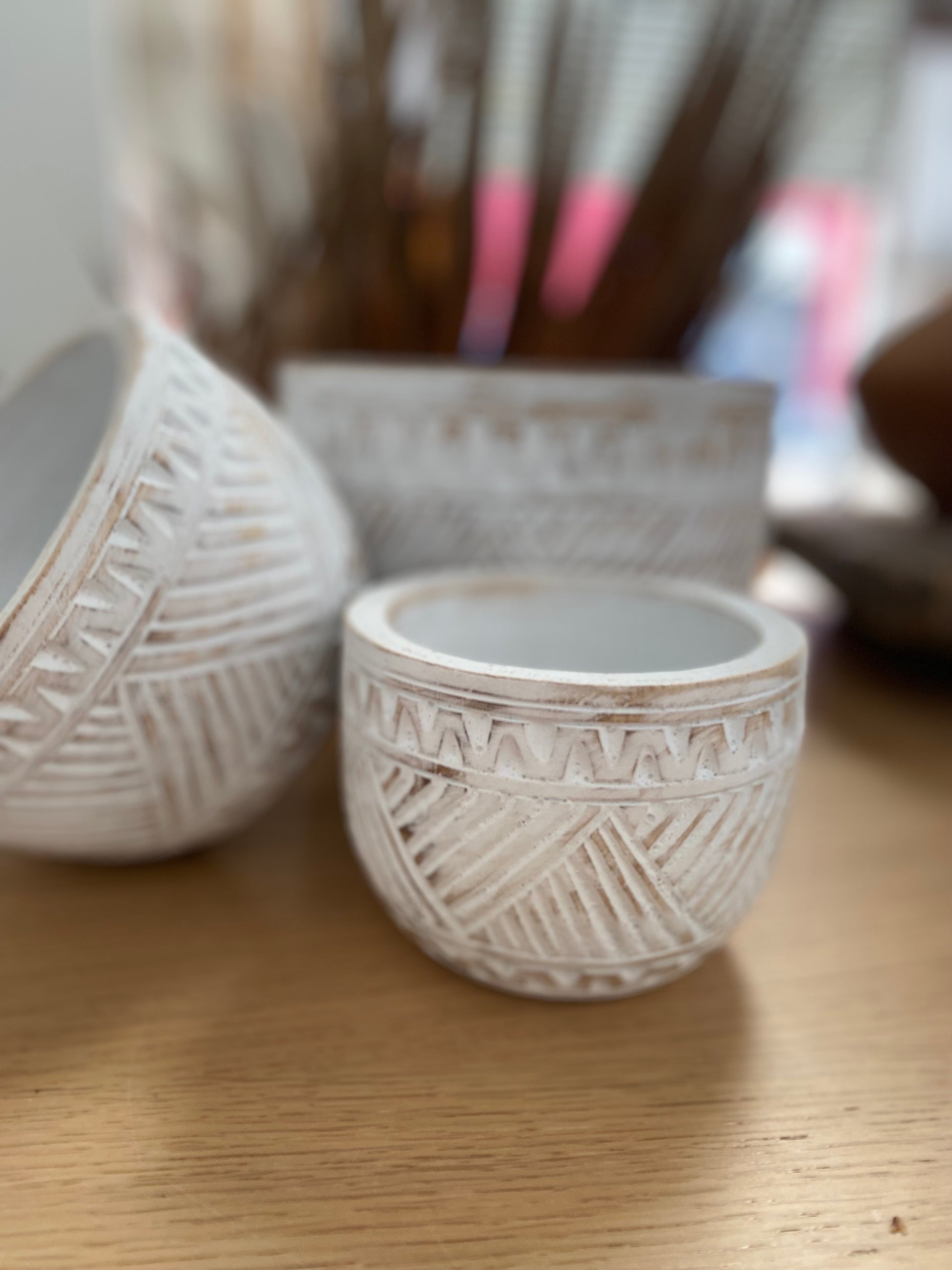 Whitewash Timber Bowls 