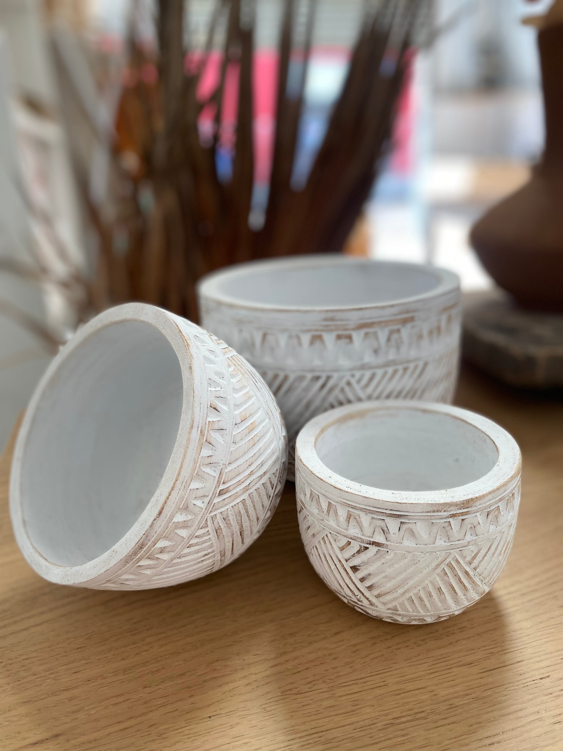 Whitewash Timber Bowls 