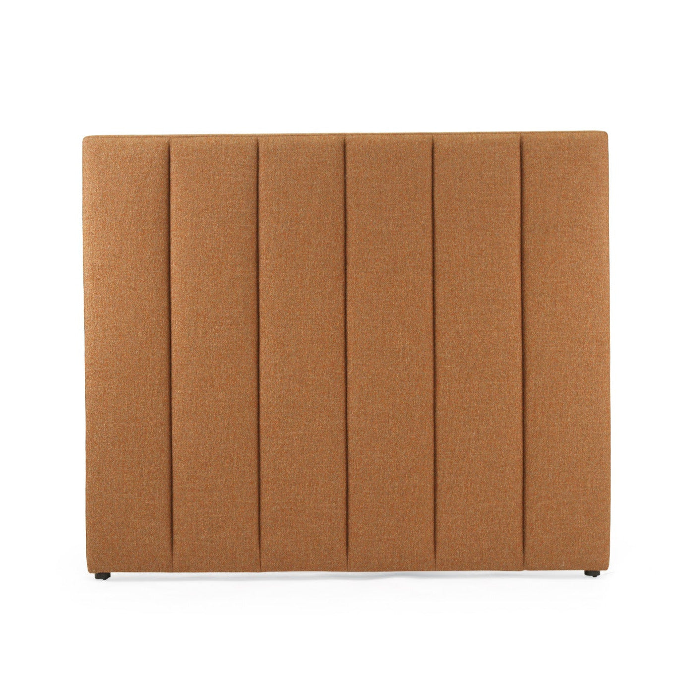 A rectangular upholstered headboard with vertical channel tufting, shown from the front against a plain white background.