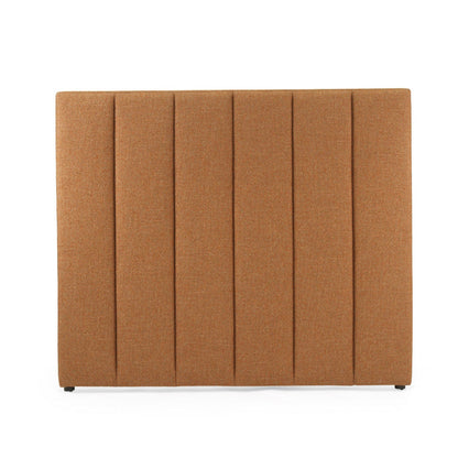 A rectangular upholstered headboard with vertical channel tufting, shown from the front against a plain white background.