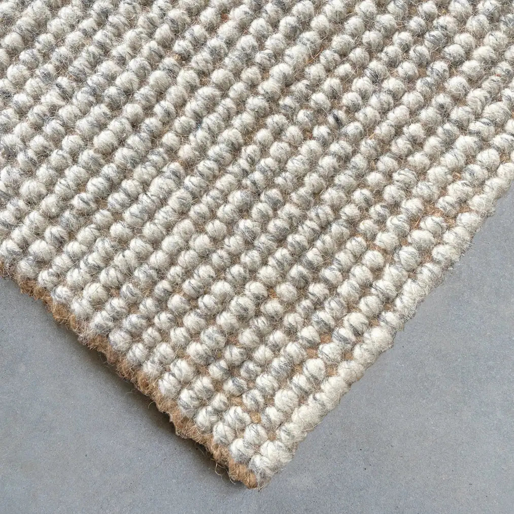 Close-up of wool and jute blend rug 
