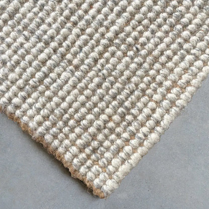 Close-up of wool and jute blend rug 