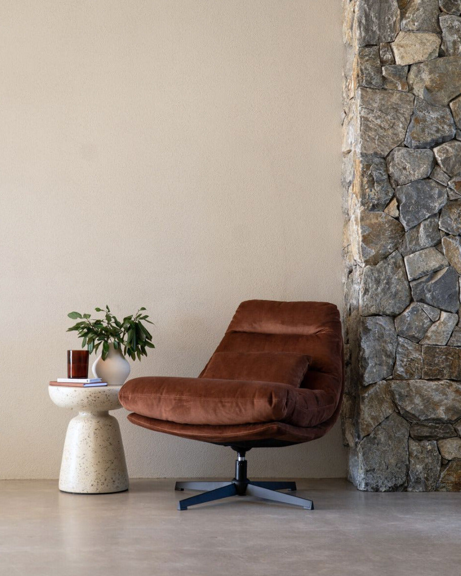 Alfred Swivel Chair – Rust Upholstery Abide 