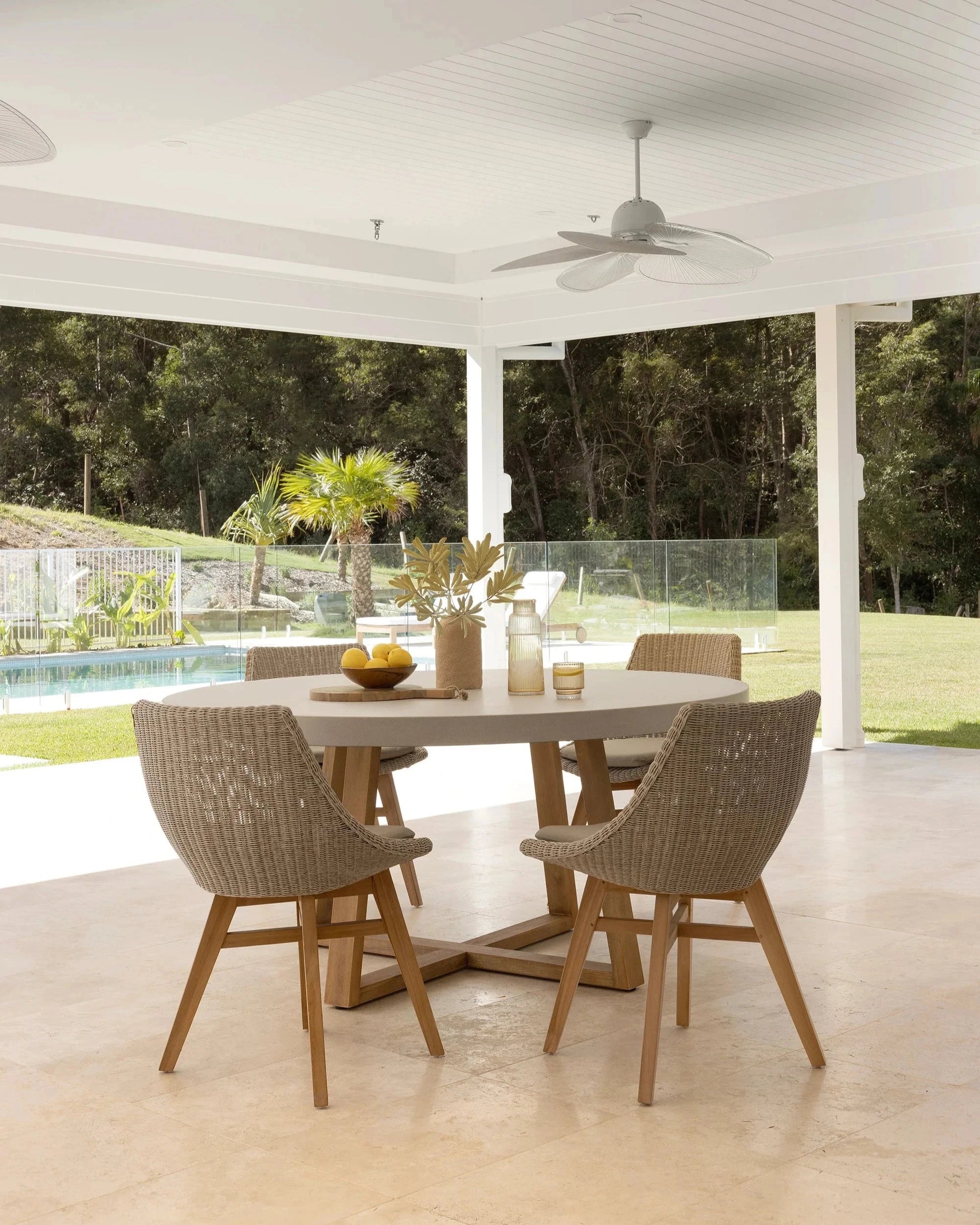 Amalfi Beech Stone 160cm Round Dining Table Elkstone 