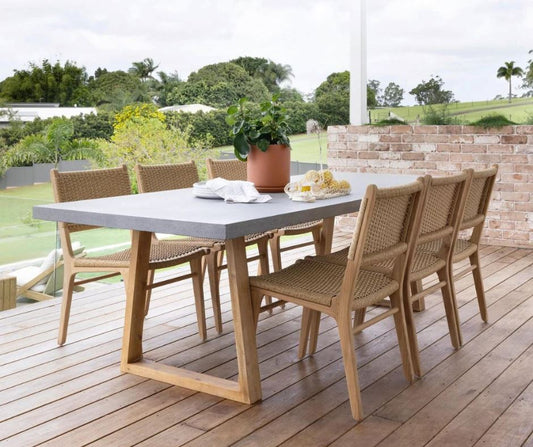 Amalfi Pebble Grey Stone Dining Table Elkstone 