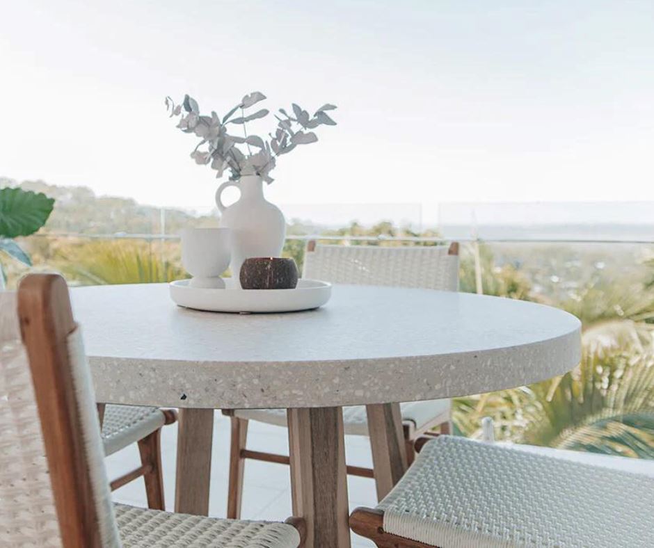 Amalfi Round Terrazzo Dining Table With Whitewash Timber Legs Sun Republic 