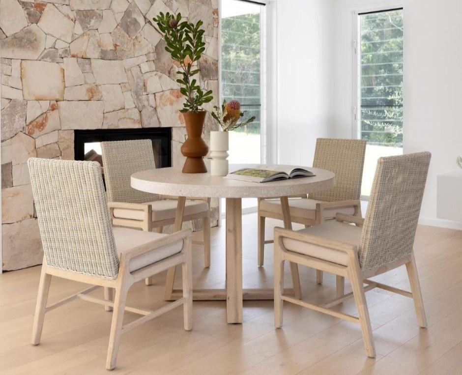 Amalfi Round Terrazzo Dining Table With Whitewash Timber Legs Sun Republic 