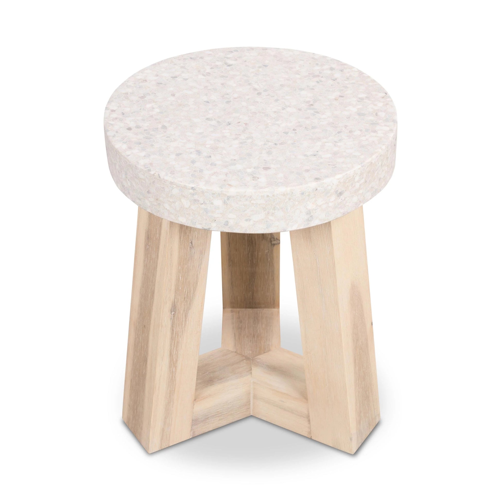 Amalfi Terrazzo Stone Round Stool (Wide Leg) Elkstone 