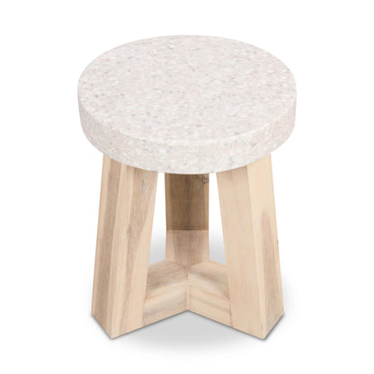 Amalfi Terrazzo Stone Round Stool with wide Legs 