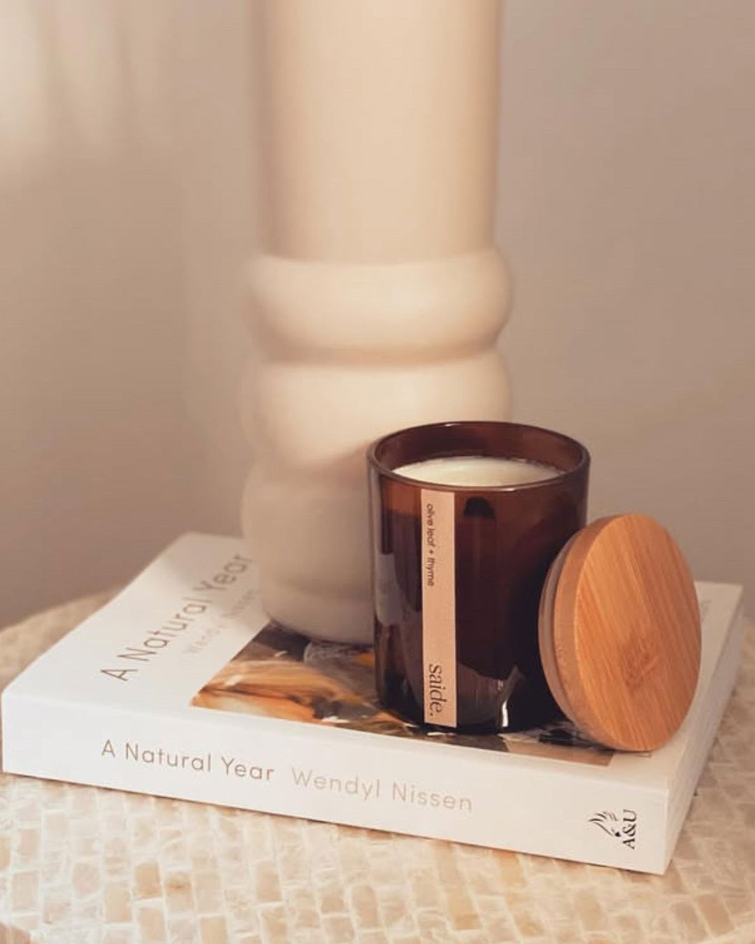 Amber Wood Wick Scented Fragrance Soy Candle Sun Republic 