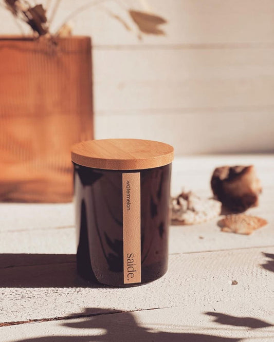 Amber Wood Wick Scented Fragrance Soy Candle Sun Republic 