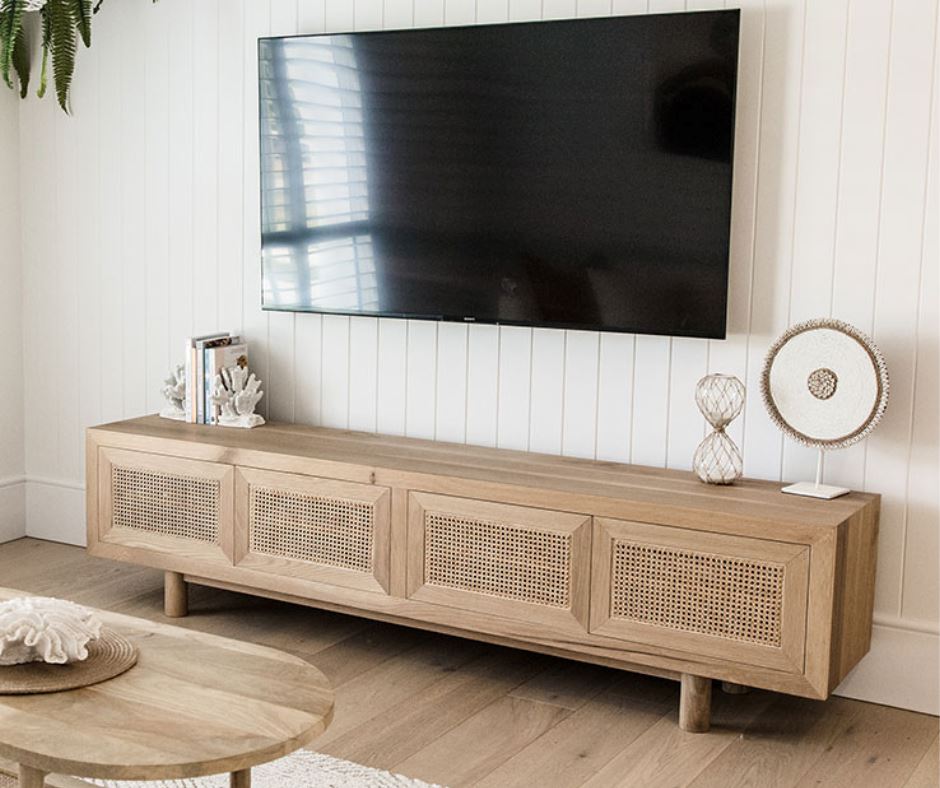 American Oak 4 Door Entertainment Unit - Hali Sun Republic 