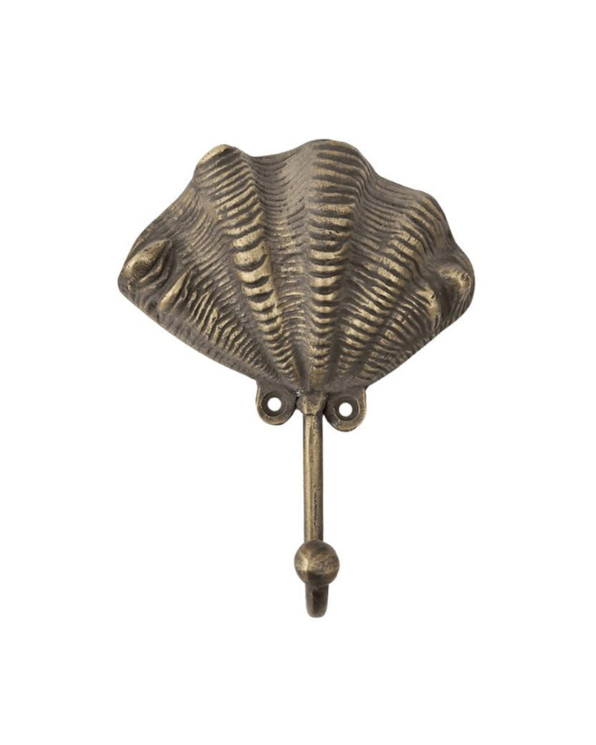 Antique Brass Large Clam Shell Hook – Coastal Style Wall Hook – SUN ...