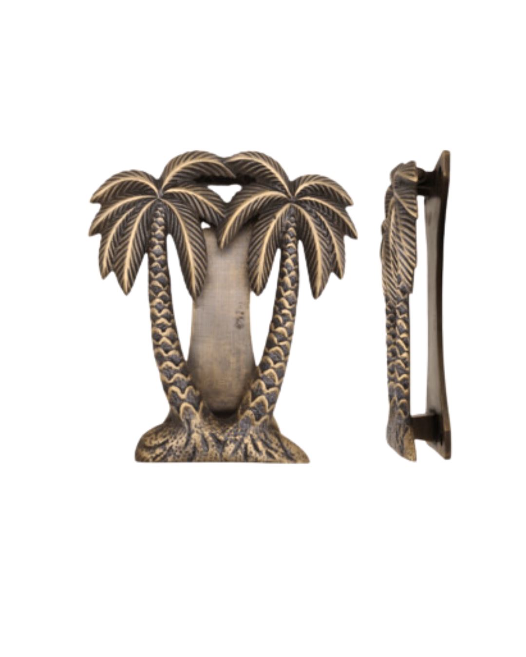 Antique Brass Palm Tree Duo Door Knocker Sun Republic 