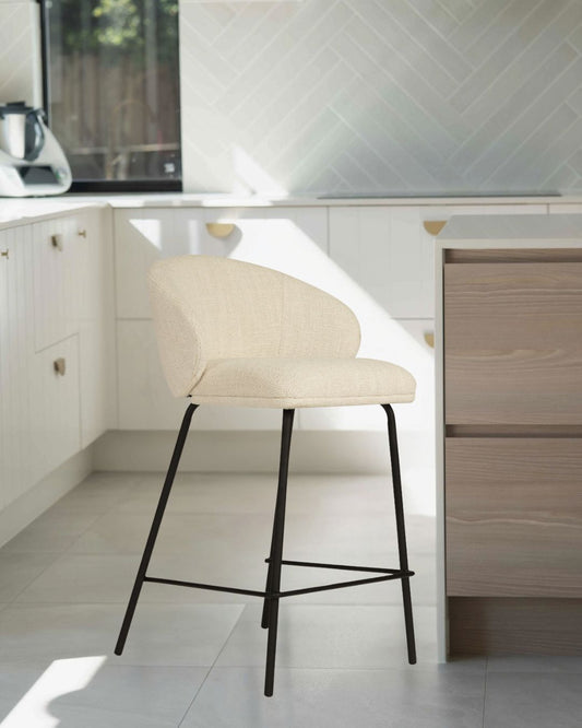 Aster Counter Stool - Natural Upholstery with Black Legs Sun Republic 