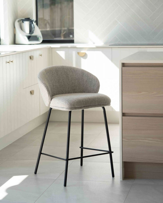 Aster Counter Stool - Pebble Upholstery with Black Legs Sun Republic 