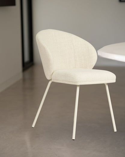 Aster Dining Chairs - Natural Upholstery with White Legs Sun Republic 