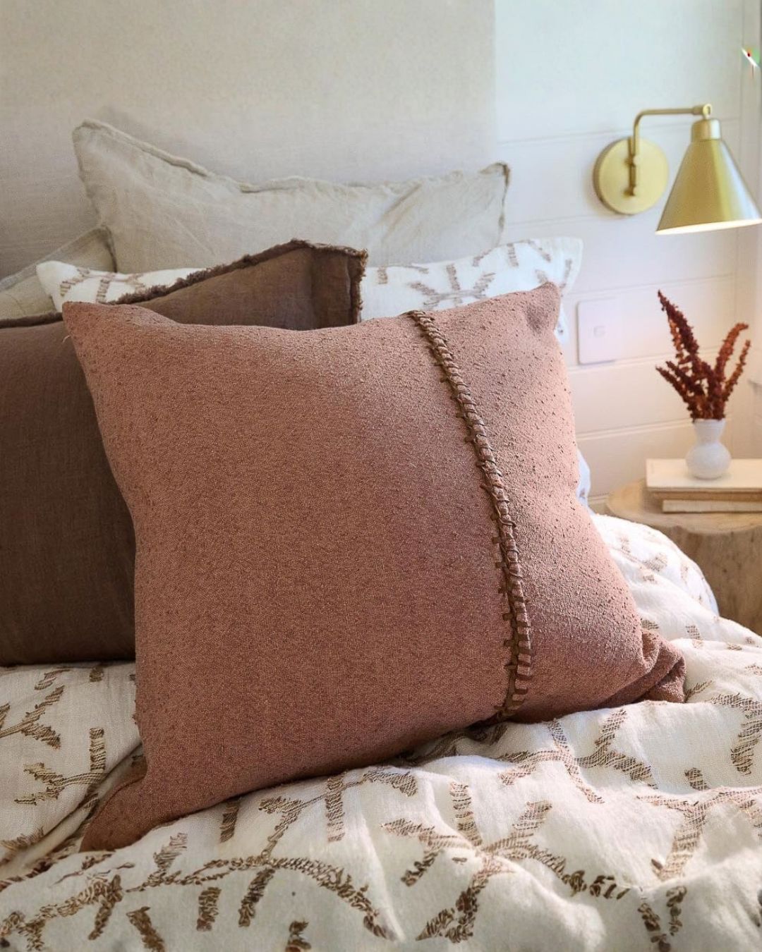 Astrid luxurious Boucle W eaveCushion with Feather Insert - Clay Sun Republic 