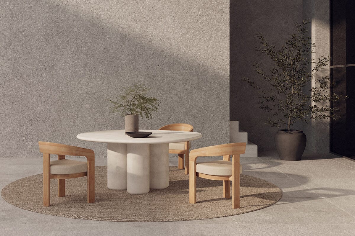 Athena Outdoor Organic Round Dining Table - Off White | COMING SOON Sun Republic 