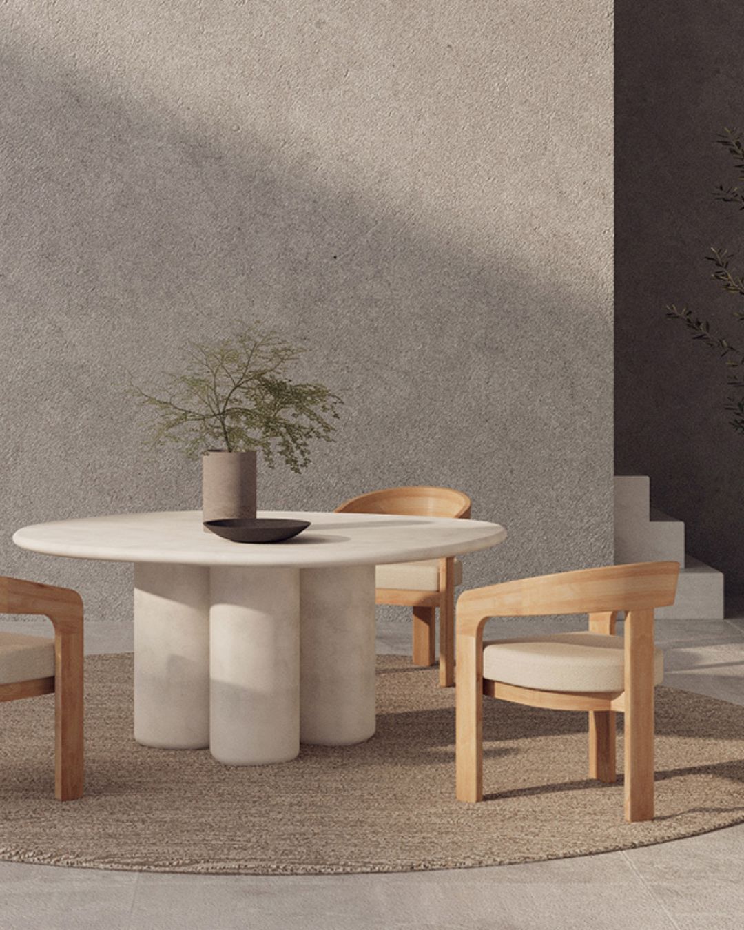Athena Outdoor Organic Round Dining Table - Off White | COMING SOON Sun Republic 