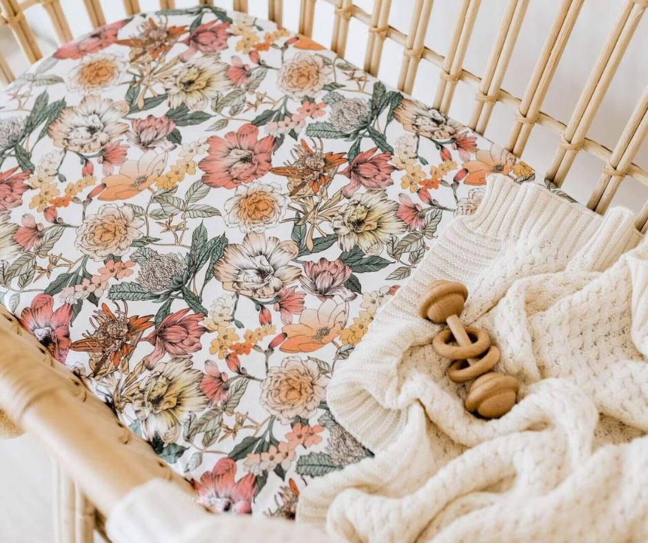 Australiana Flower Fitted Bassinet Sheet/Change Mat Cover Snuggle Hunny 