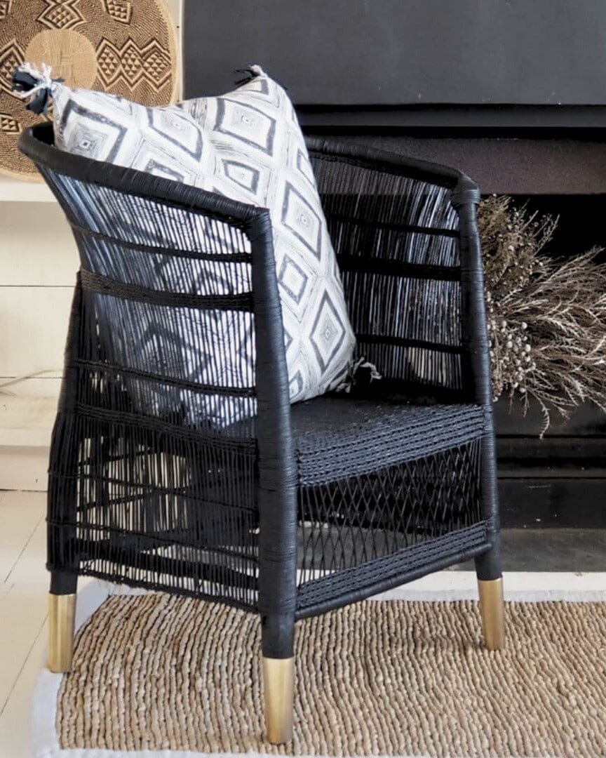 Authentic Black Malawi Cane Chair Coastal Drift 