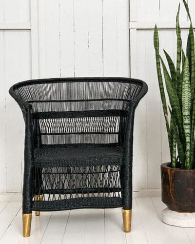 Authentic Black Malawi Cane Chair Coastal Drift 