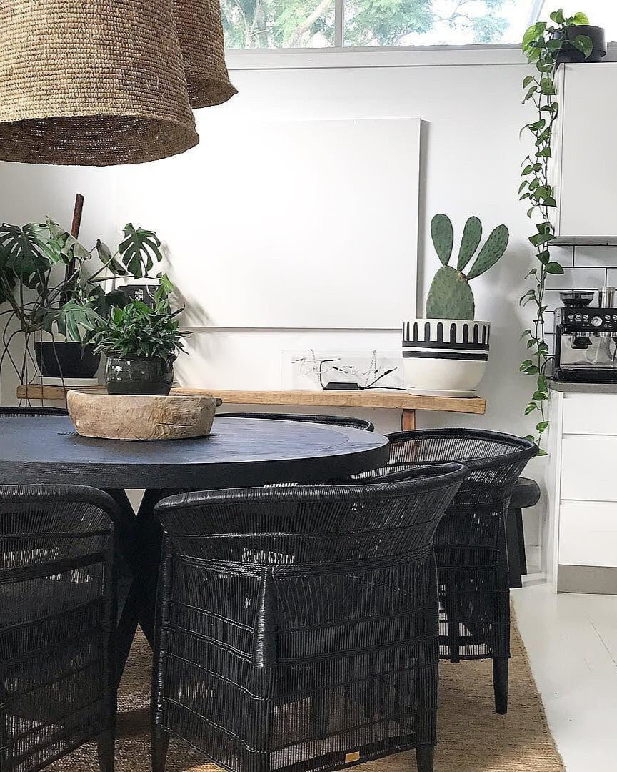 Authentic Black Malawi Cane Chair 