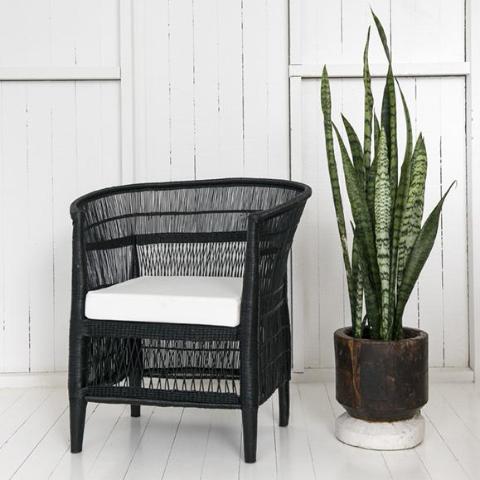 Authentic Malawi Cane Chair - Black Coastal Drift 