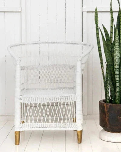 Authentic White Malawi Woven Cane Chair Coastal Drift Malawi 
