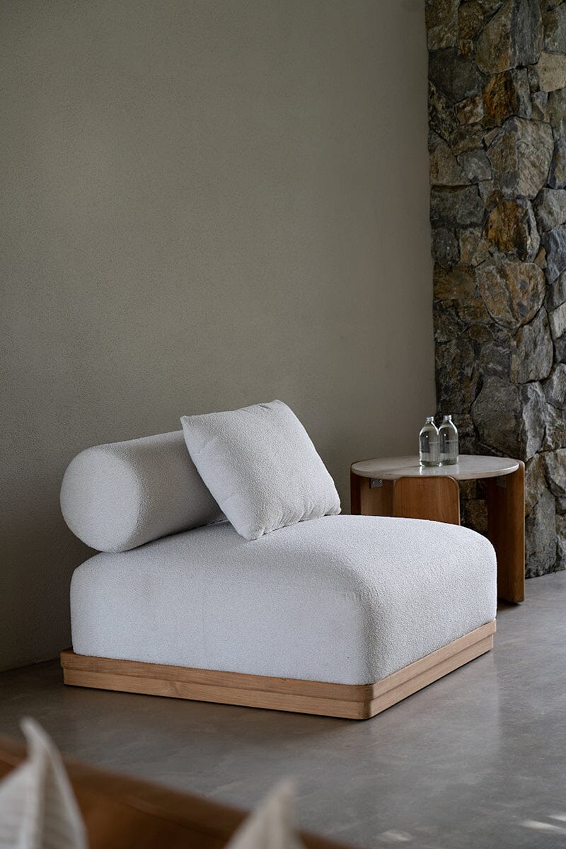 Baska Outdoor Sofa – 1 Seater Sectional | Teak & Bouclé Sun Republic 