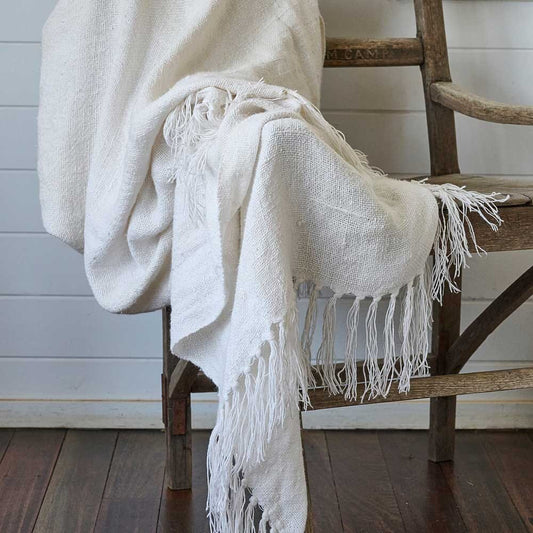 Bedouin Oversized Linen Throw - Ivory (Off White) Sun Republic 