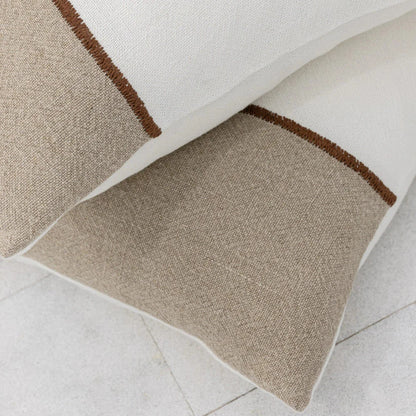 Bella Linen Cushion – Off White / Natural / Chocolate