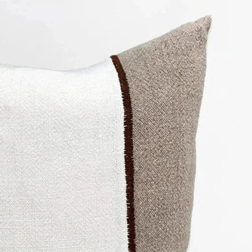 Bella Linen Cushion – Off White / Natural / Chocolate 