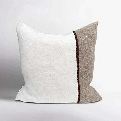 Bella Linen Cushion – Off White / Natural / Chocolate 
