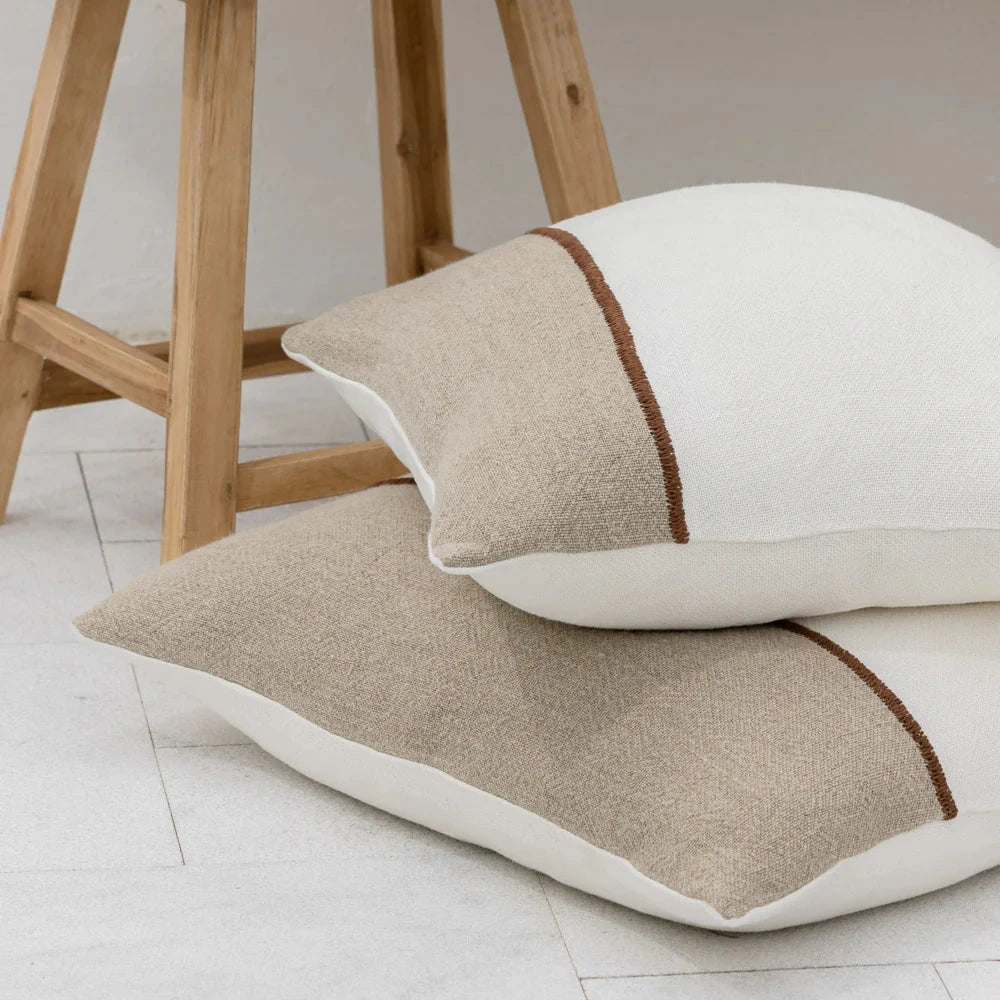 Bella Linen Cushion – Off White / Natural / Chocolate Eadie Lifestyle 