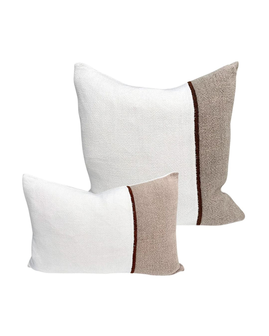 Bella Linen Cushion – Off White / Natural / Chocolate Eadie Lifestyle 