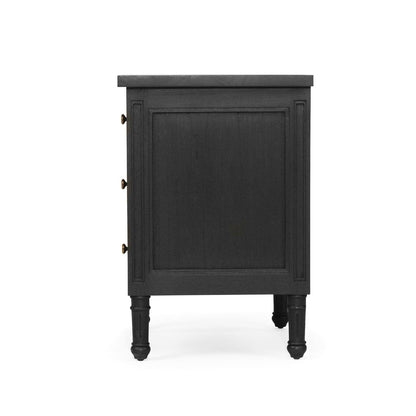 Black Cayman 3 Drawer 57cm Bedside Sun Republic 