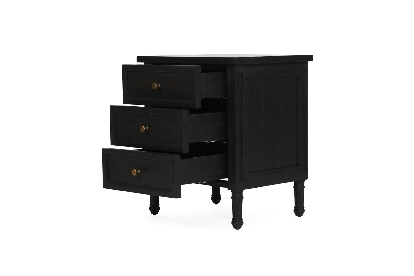 Black Cayman 3 Drawer 57cm Bedside Sun Republic 