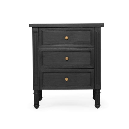 Black Cayman 3 Drawer 57cm Bedside Sun Republic 