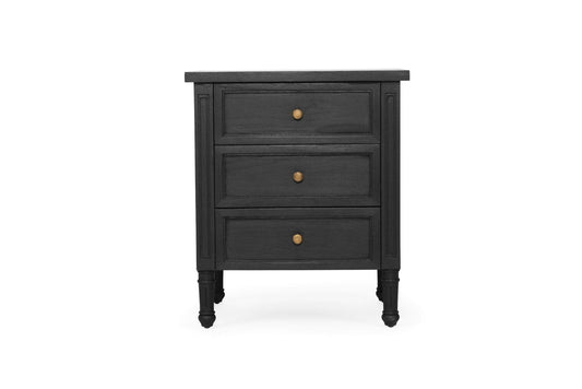 Black Cayman 3 Drawer 57cm Bedside Sun Republic 