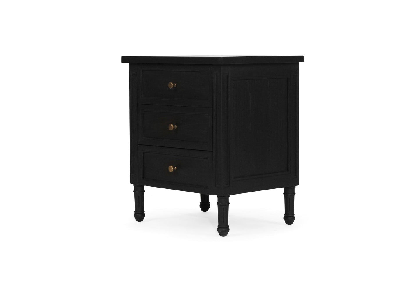 Black Cayman 3 Drawer 57cm Bedside Sun Republic 