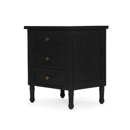 Black Cayman 3 Drawer 57cm Bedside Sun Republic 