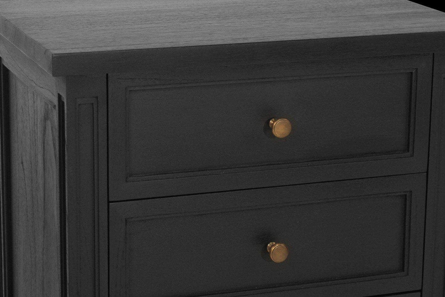 Black Cayman 3 Drawer 57cm Bedside Sun Republic 