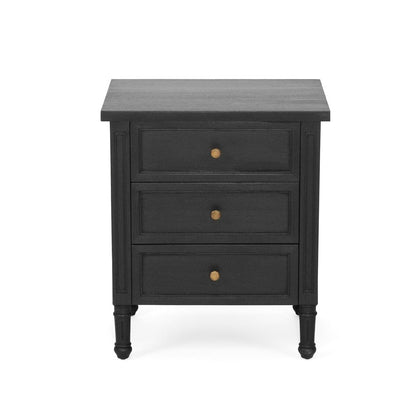 Black Cayman 3 Drawer 57cm Bedside Sun Republic 