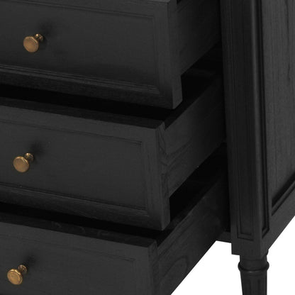 Black Cayman 3 Drawer 57cm Bedside Sun Republic 