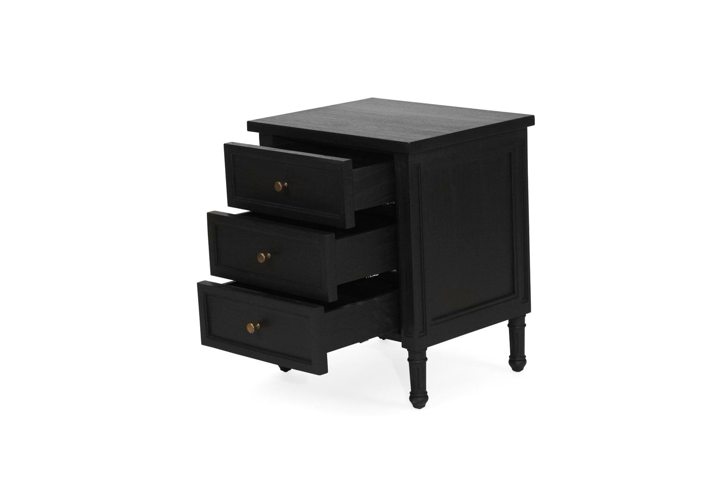 Black Cayman 3 Drawer 57cm Bedside Sun Republic 