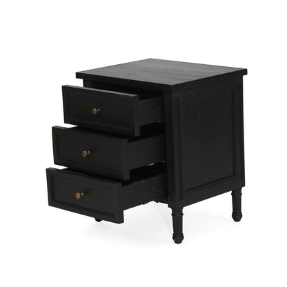 Black Cayman 3 Drawer 57cm Bedside Sun Republic 